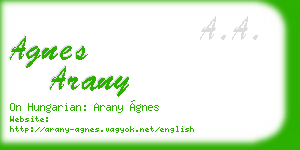 agnes arany business card